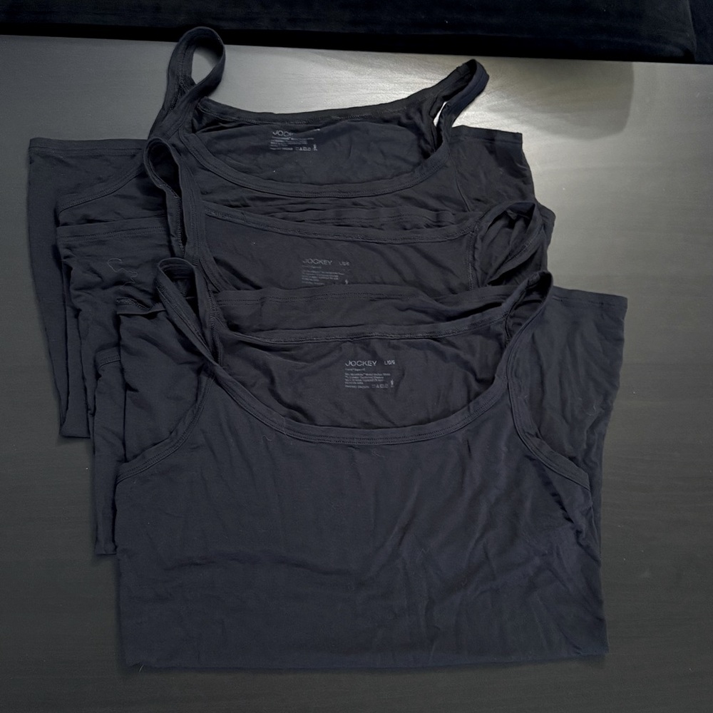 Bundle of 3 Black Large Jockey Supersoft Cami Layering Undershirts